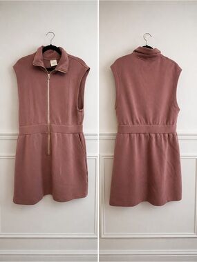 Varley Sleeveless Zip-Front Dress in Dusty Rose